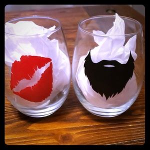 Handmade stemless wine glasses